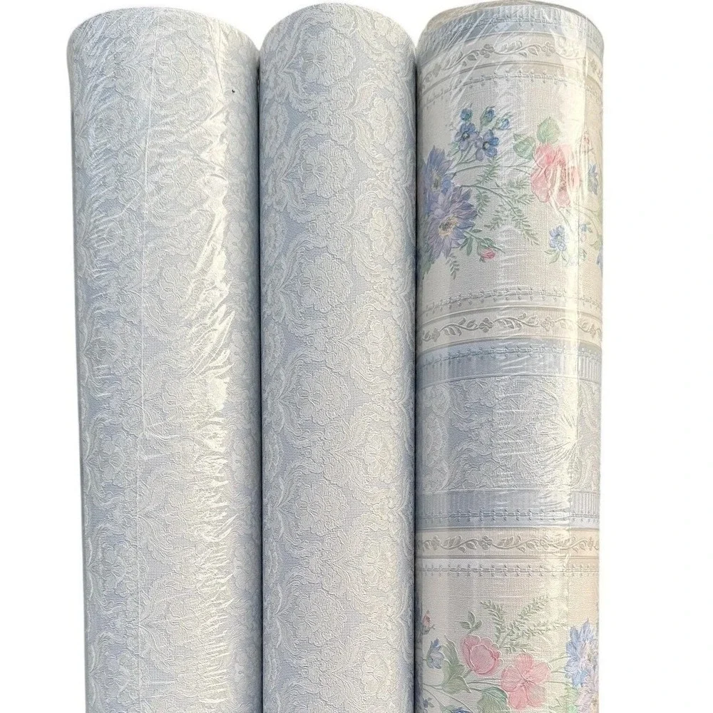 AS Creation Home Collection Satin Wallpaper Blue White Floral Damask‎ textured